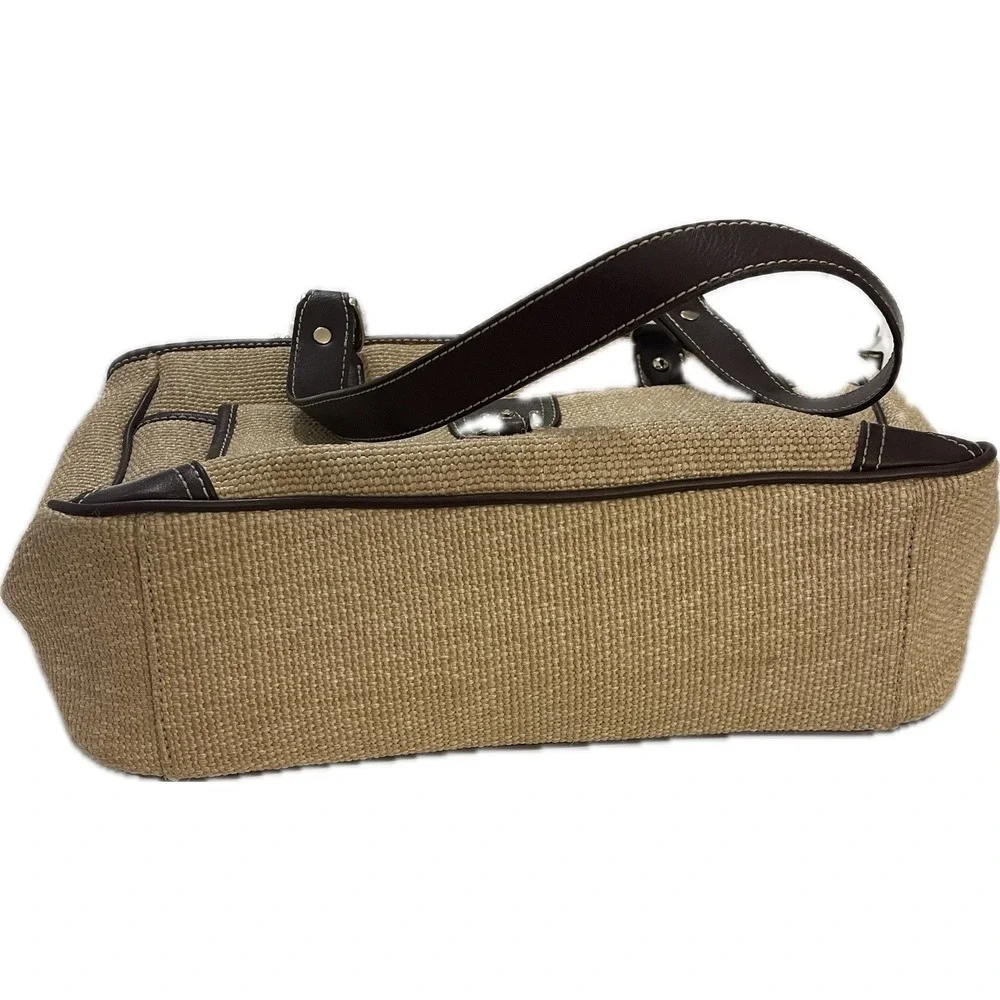 Vintage Etienne Aigner Handbag Straw Woven With Leather Accents